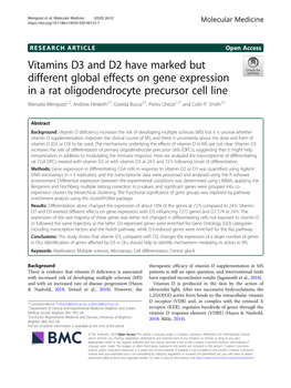 Vitamins D3 and D2 Have Marked but Different Global Effects on Gene