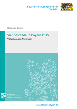 Viehbestände in Bayern 2015 Viehzählung Im November