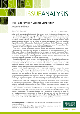 Free-Trade Ferries: a Case for Competition Alexander Philipatos
