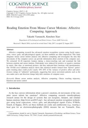 Reading Emotion from Mouse Cursor Motions: Affective Computing Approach