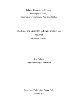 The Sense and Sensibility in Later Novels of Ian Mcewan (Bachelor’S Thesis)