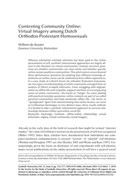 Virtual Imagery Among Dutch Orthodox Protestant Homosexuals