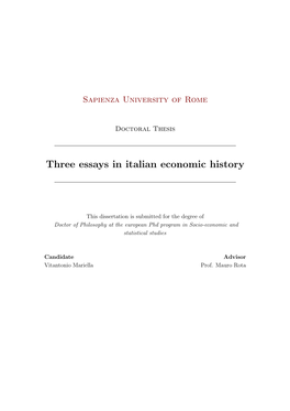 Three Essays in Italian Economic History