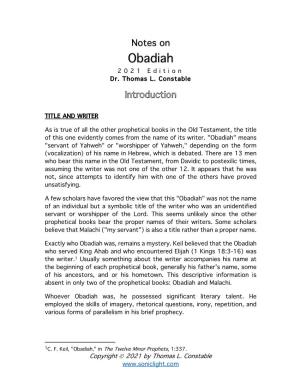 Obadiah 202 1 Edition Dr