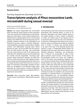 Transcriptome Analysis of Pinus Massoniana Lamb. Microstrobili