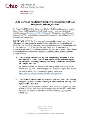 Child Care and Pandemic Unemployment Assistance (PUA): Frequently Asked Questions