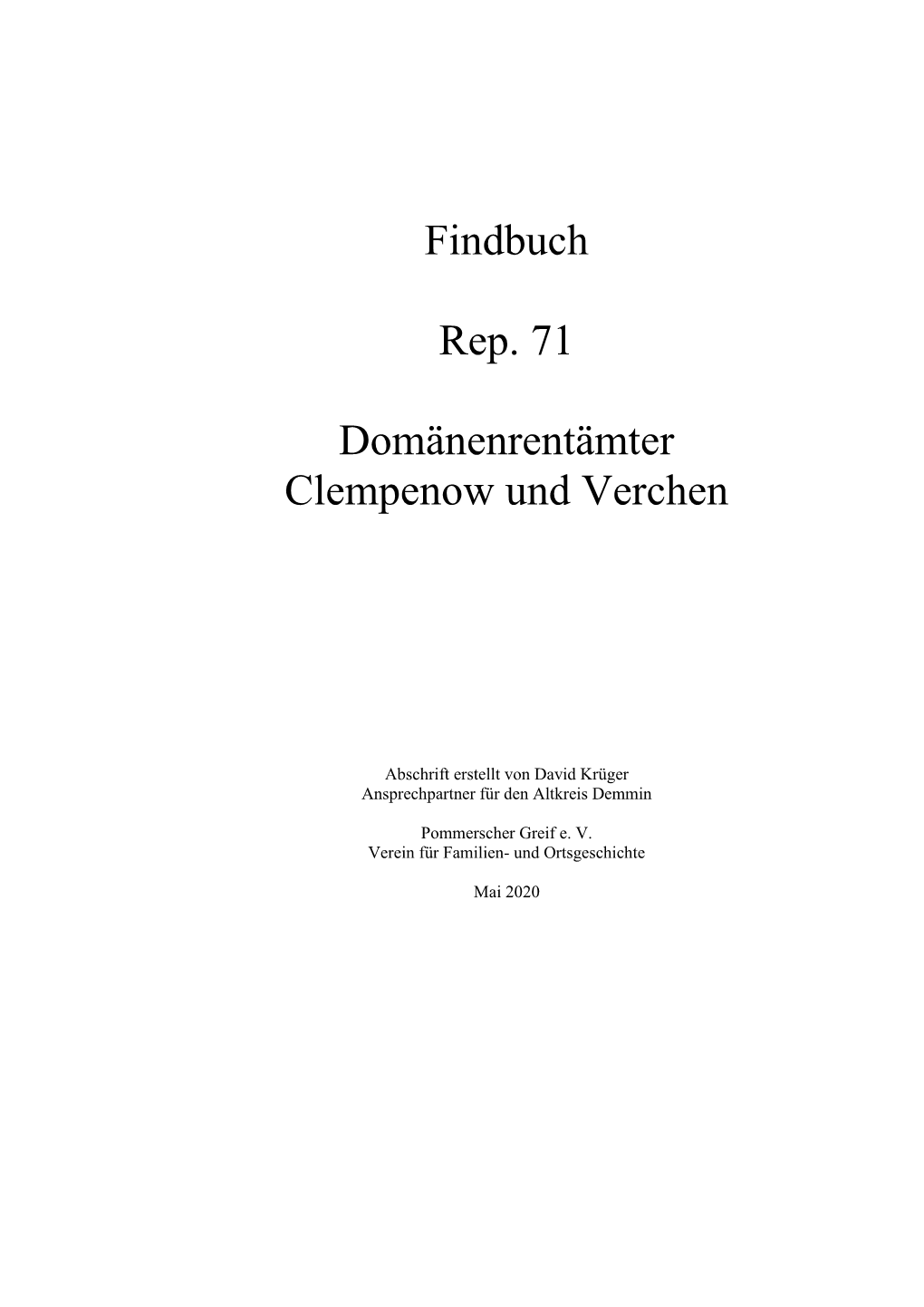 Download Findbuch – Domänenrentämter Clempenow