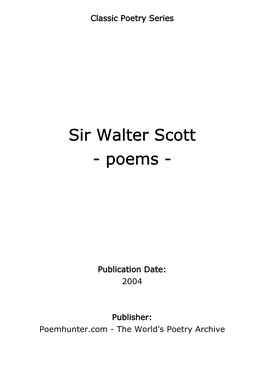 Sir Walter Scott - Poems
