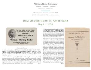 New Acquisitions in Americana May 11, 2020