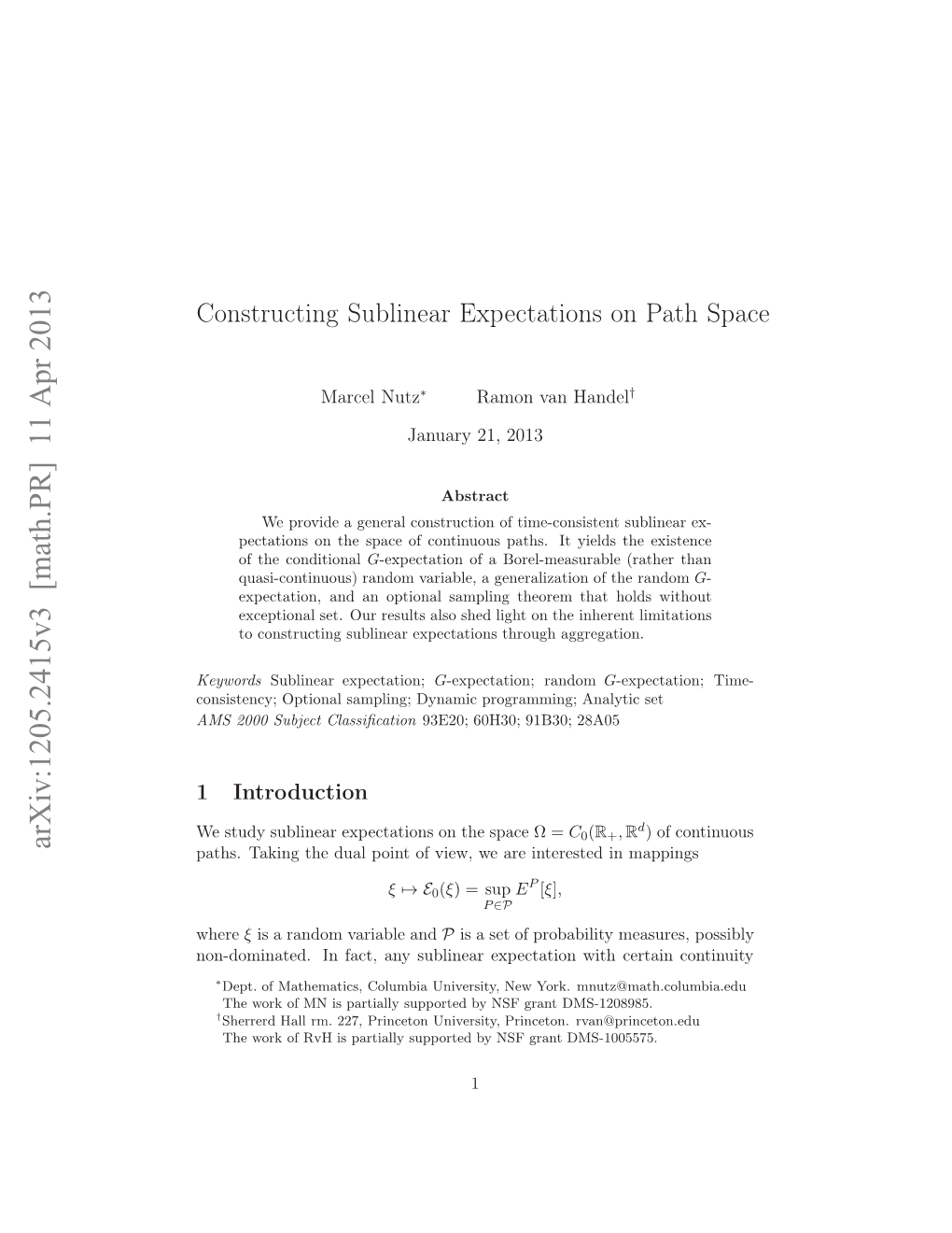 Constructing Sublinear Expectations on Path Space