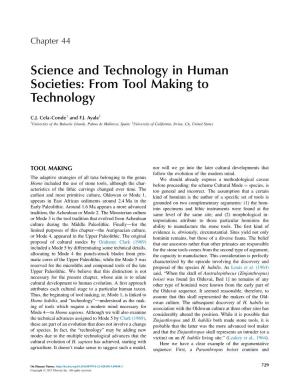 Science and Technology in Human Societies: from Tool Making to Technology