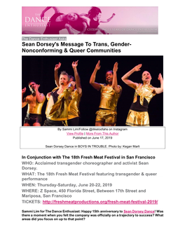 Sean Dorsey's Message to Trans, Gender- Nonconforming & Queer