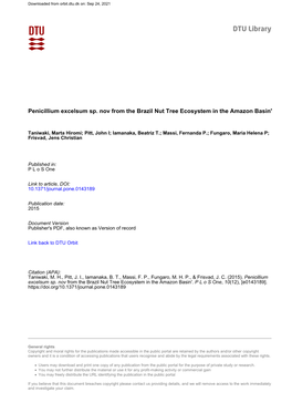 Penicillium Excelsum Sp. Nov from the Brazil Nut Tree Ecosystem in the Amazon Basin'