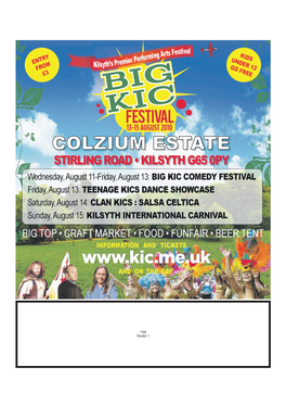 7X9 Studio 1 22 BIG KIC Wednesday, August 11, 2010 Kilsyth Comedy Festival August 11-13 Colzium Big Top and the Coachman Hotel