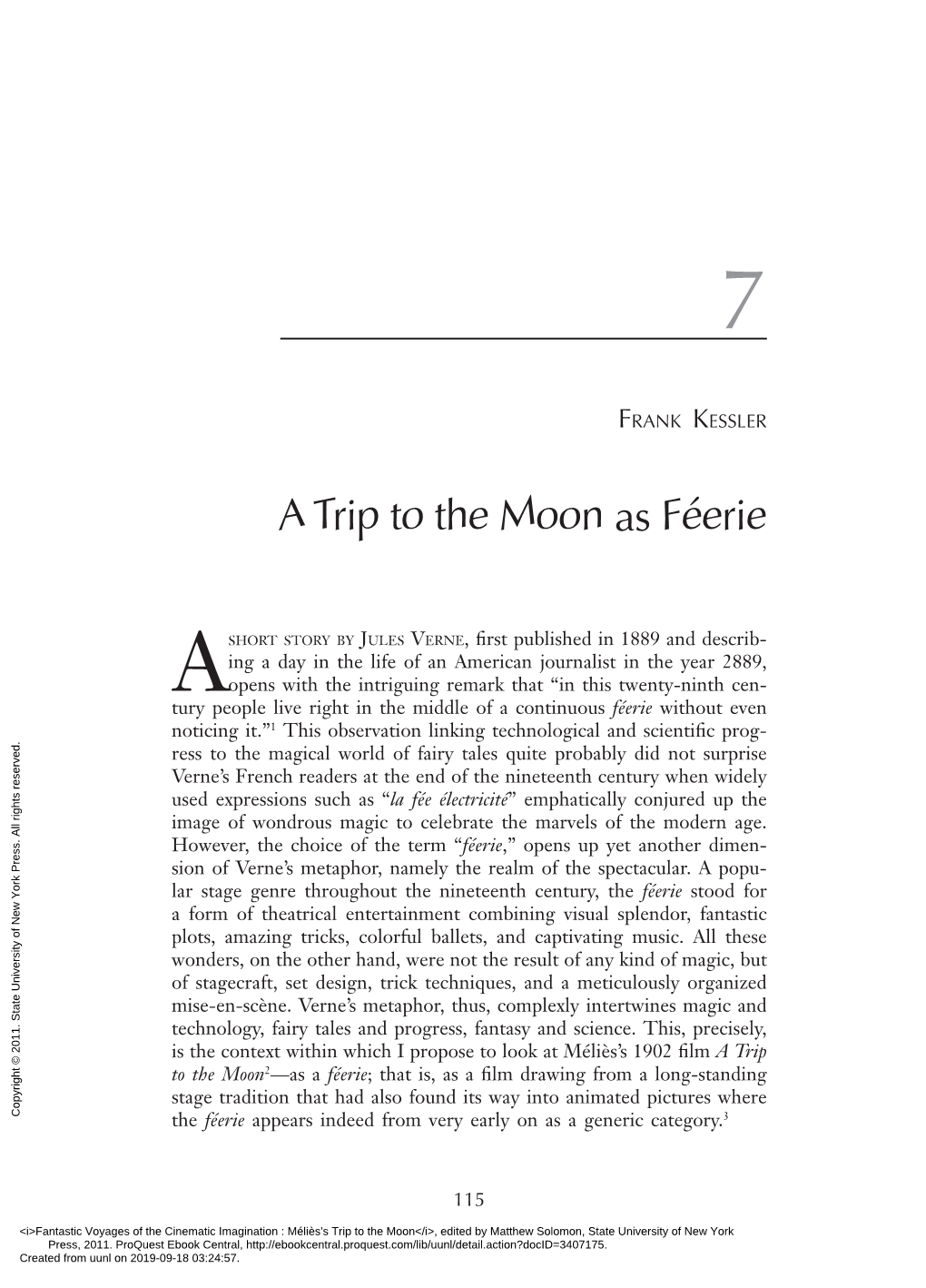 A Trip to the Moon As Féerie