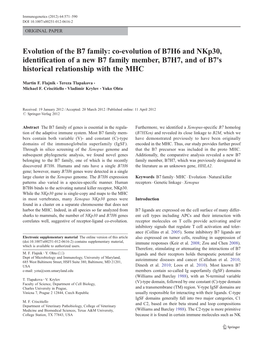 Co-Evolution of B7H6 and Nkp30, Identification of a New B7 Family Member, B7H7, and of B7's Historical Relationship with the MHC