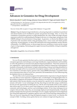 Advances in Genomics for Drug Development