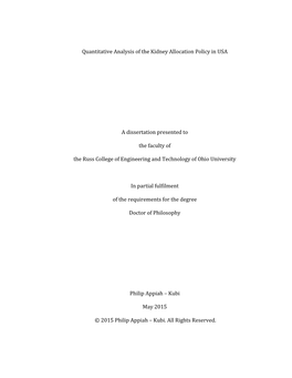 Quantitative Analysis of the Kidney Allocation Policy in USA A