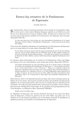 Esenco Kaj Estonteco De La Fundamento De Esperanto