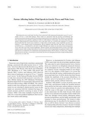 Factors Affecting Surface Wind Speeds in Gravity Waves and Wake Lows
