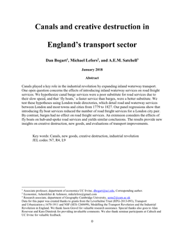 Canals and Creative Destruction in England's Transport Sector