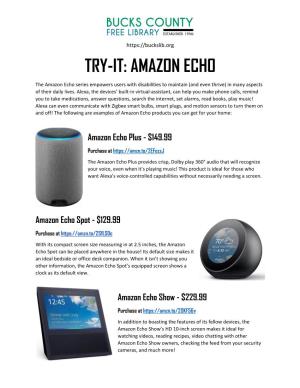 Try-It: Amazon Echo