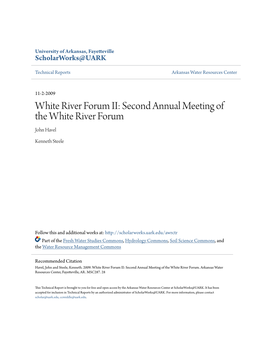 White River Forum II: Second Annual Meeting of the White River Forum John Havel