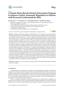 A Simple Home-Based Lifestyle Intervention Program to Improve Cardiac Autonomic Regulation in Patients with Increased Cardiometabolic Risk