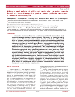 Efficacy and Safety of Different Molecular Targeted Agents Based on Chemotherapy for Gastric Cancer Patients Treatment: a Network Meta-Analysis