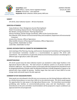 Zoning Text Amendment (ZTA) 20-01, Solar