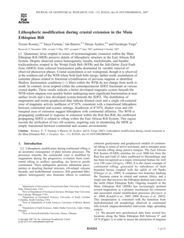 Lithospheric Modification During Crustal Extension in the Main Ethiopian Rift