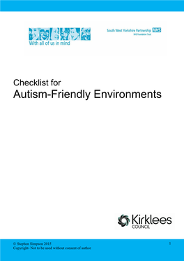 Checklist for Autism Friendly Environments
