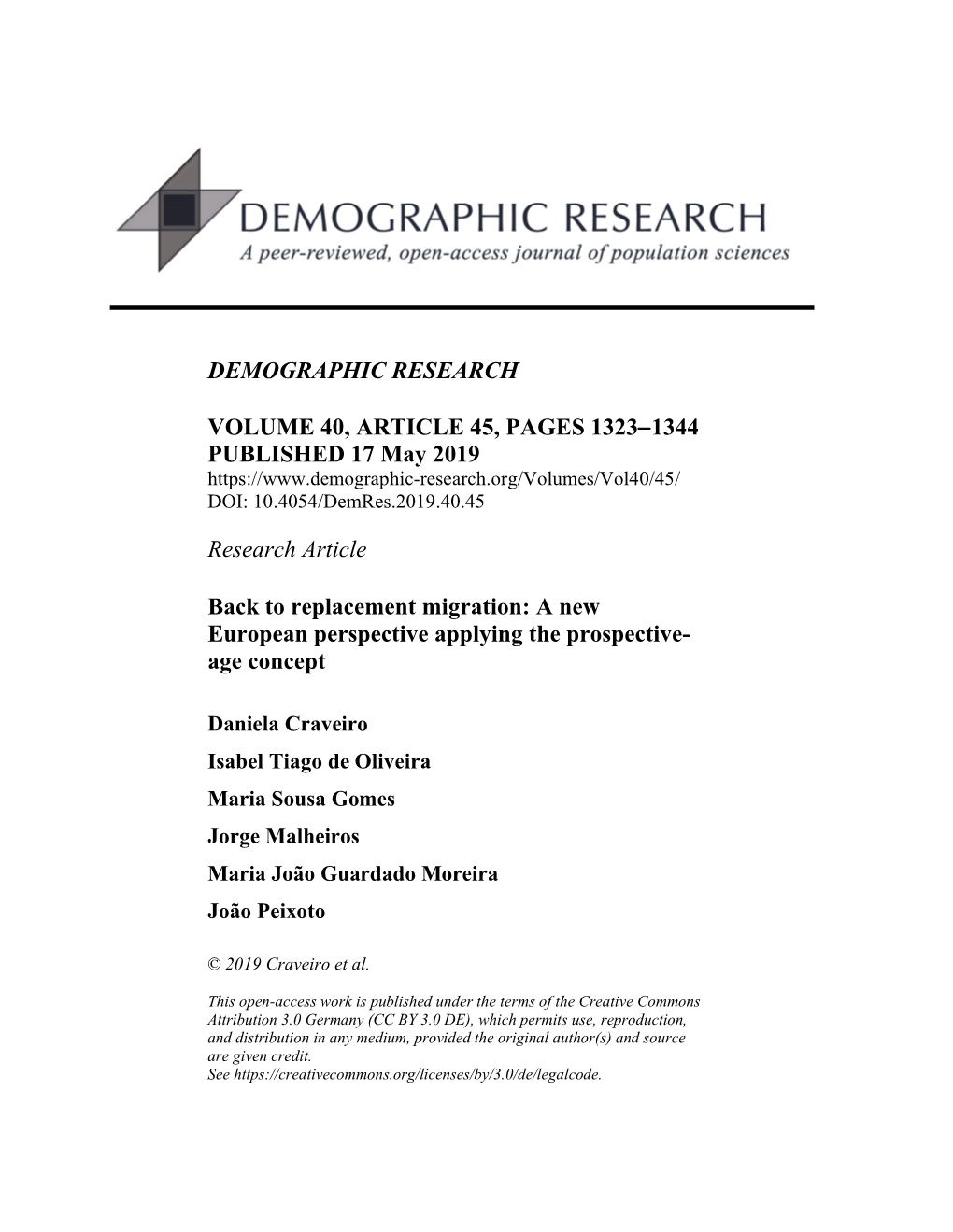 Back to Replacement Migration: a New European Perspective Applying the Prospective-Age Concept