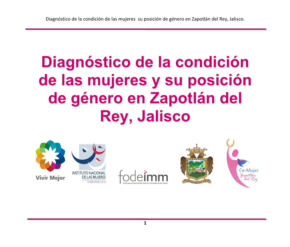 Diagnóstico De La Condición De Las Mujeres Y Su Posición De Género En Zapotlán Del Rey, Jalisco