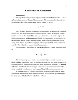 Collisions and Momentum