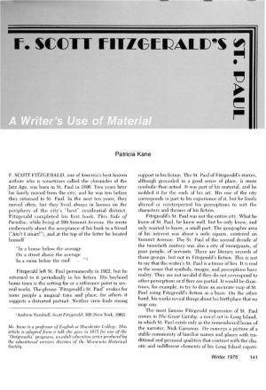 F. Scott Fitzgerald's St. Paul : a Writer's Use of Materials / Patricia Kane