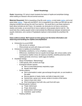Herpetology 101 Aims to Teach Students the Basics of Reptile and Amphibian Biology While Instilling an Interest in Life and Animal Sciences