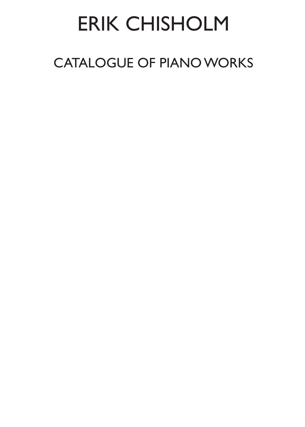 Catalogue of Piano Works