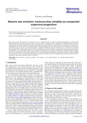 Massive Star Evolution: Luminous Blue Variables As Unexpected Supernova Progenitors