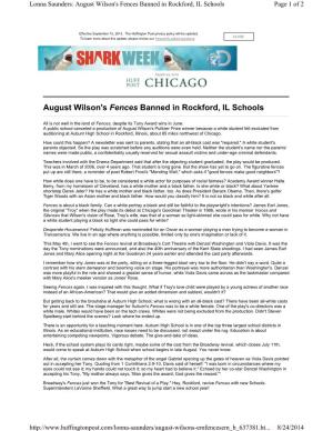 August Wilson's Fences Banned in Rockford, IL Schools Page 1 of 2