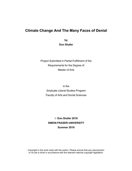 Climate Change and the Many Faces of Denial