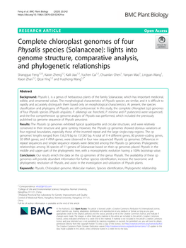 Complete Chloroplast Genomes of Four Physalis Species (Solanaceae)
