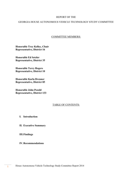 Autonomous Vehicle Technology Study Committee Report 2014 I