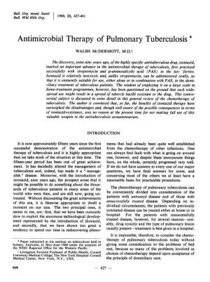 Antimicrobial Therapy of Pulmonary Tuberculosis *
