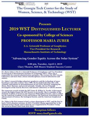 Co-Sponsored by College of Sciences PROFESSOR MARIA ZUBER E.A