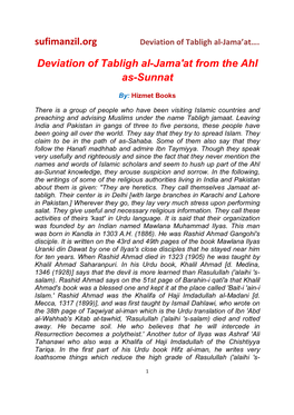 Sufimanzil.Org Deviation of Tabligh Al-Jama'at from the Ahl As-Sunnat