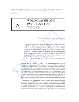 Word Classes and Part-Of-Speech 5 Tagging
