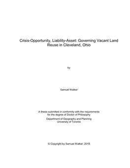 Governing Vacant Land Reuse in Cleveland, Ohio