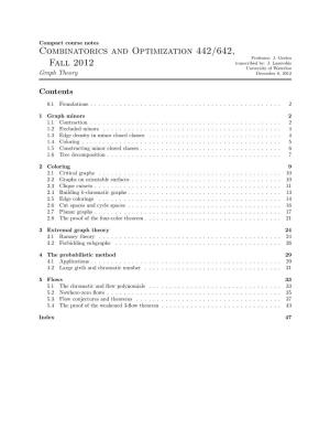 Combinatorics and Optimization 442/642, Fall 2012