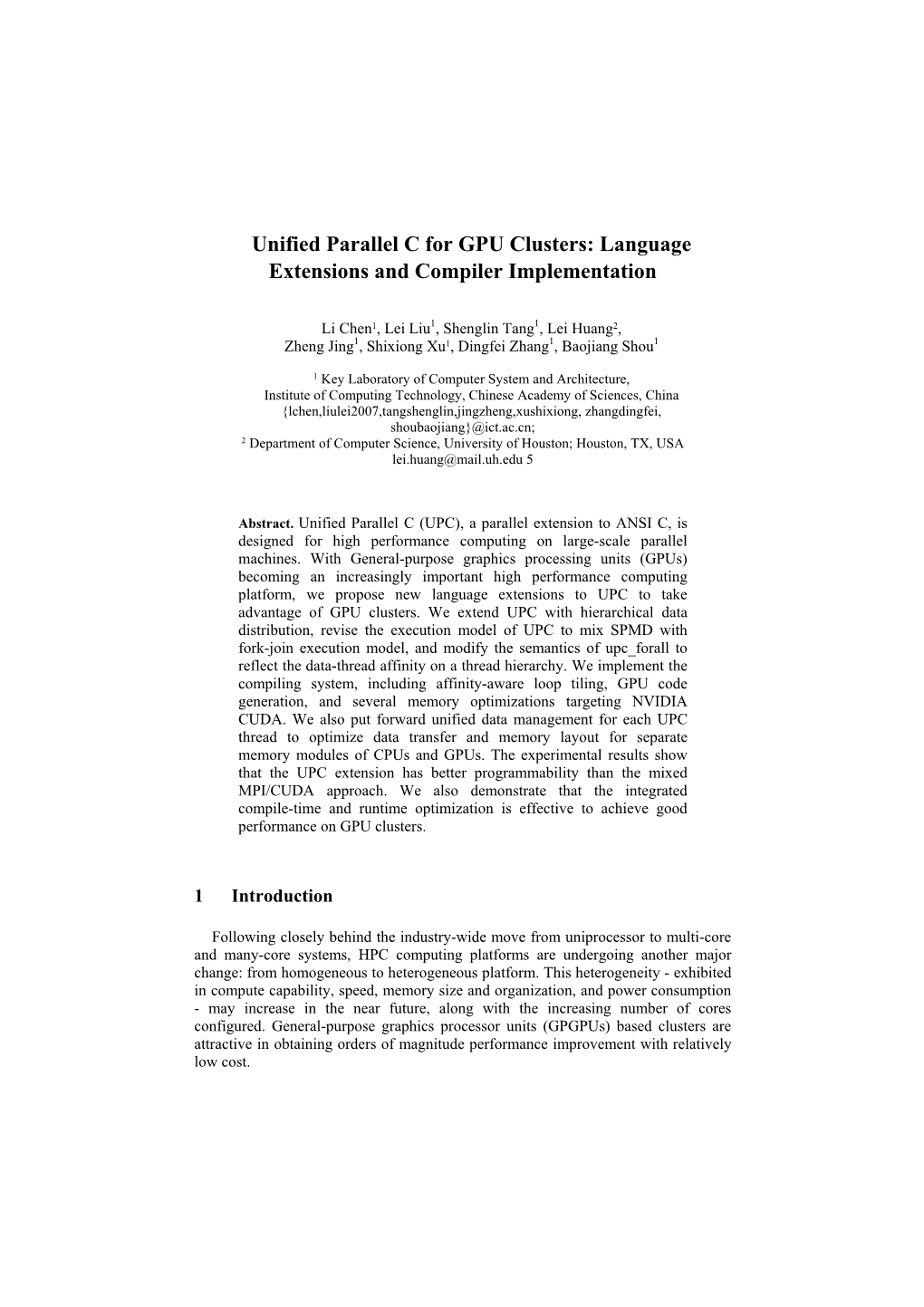 Unified Parallel C for GPU Clusters: Language Extensions and Compiler Implementation